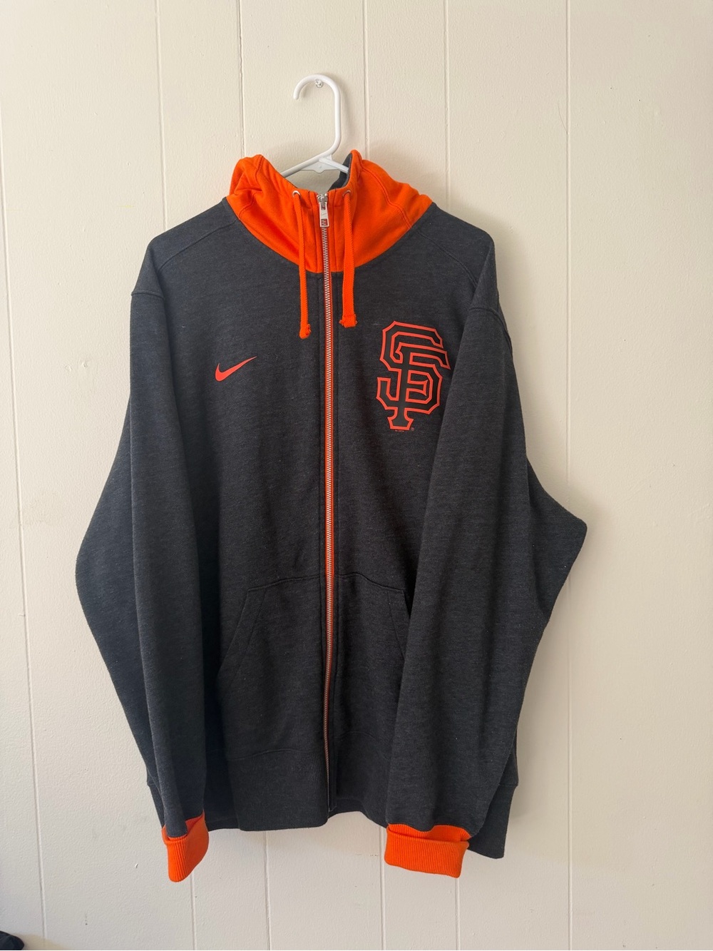 Nike SF Giants Full-Zip Hoodie Jacket - Charcoal with Orange Genuine Merchandise